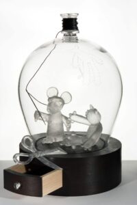 Sculpture en verre et bois